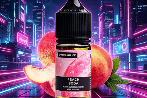 WDG蜜桃蘇打30ml/35mg丁鹽小煙油，採用美國原裝進口原料，前調釋放鮮甜飽滿的水蜜桃香氣，中調迸發清爽蘇打氣泡感，尾調冰爽薄荷勁道十足，三重層次口感豐富，低甜度配方解膩醒神，完美兼容市面主流小煙設備，是夏日品吸的首選口糧。